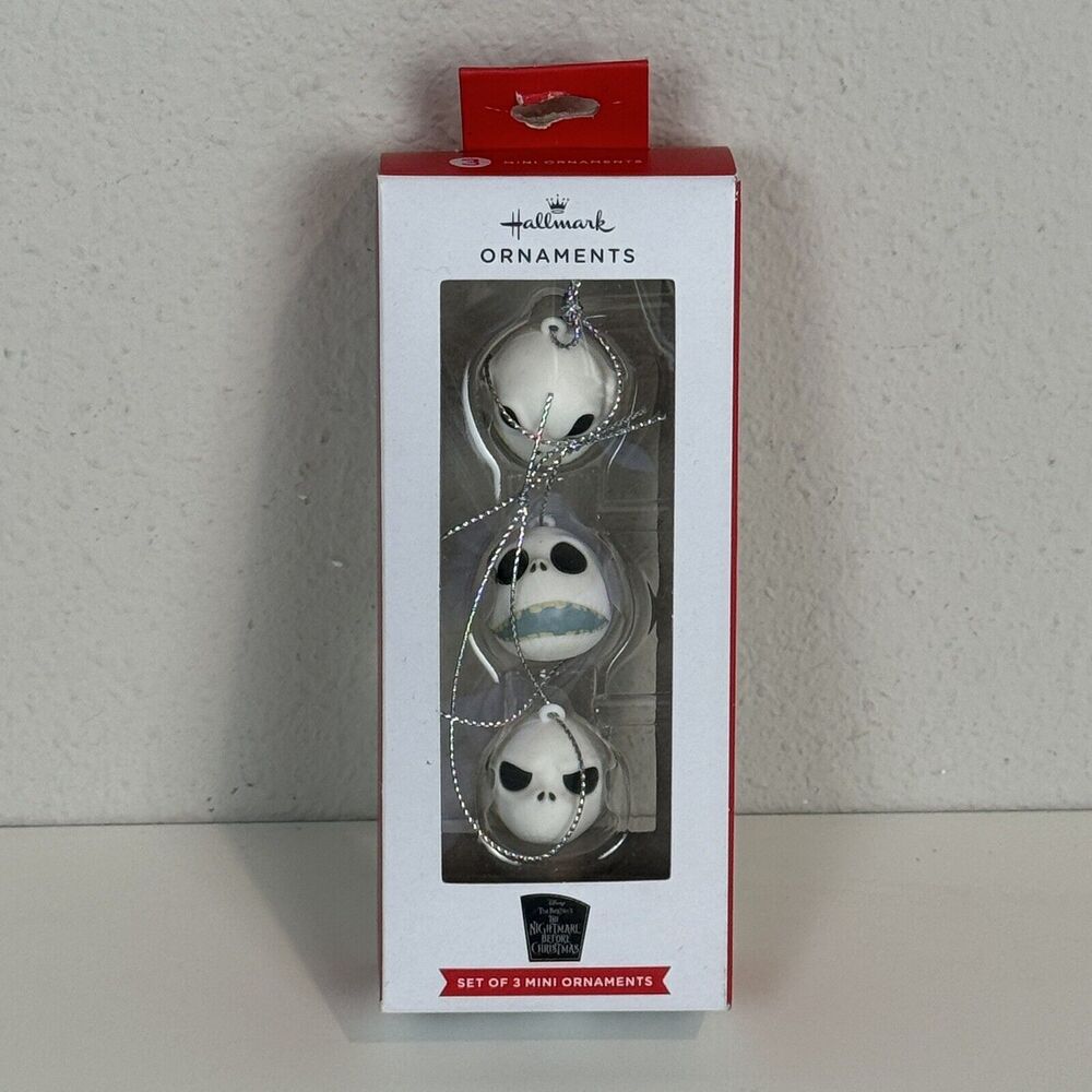 Hallmark Nightmare Before Christmas Jack Skellington Mini Ornament Set of 3 NIB